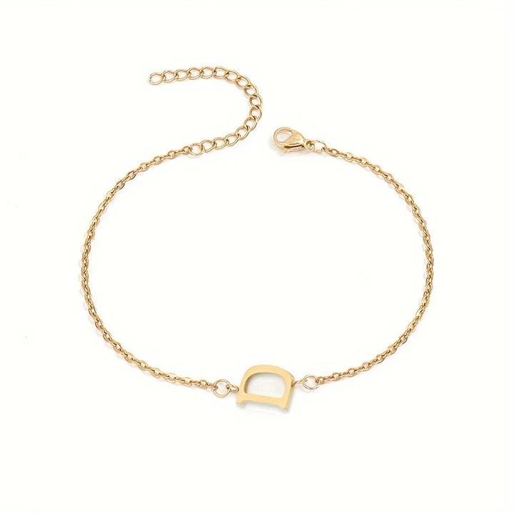 Initial Letter Bead Bracelet Thin Chain Minimalist Elegant