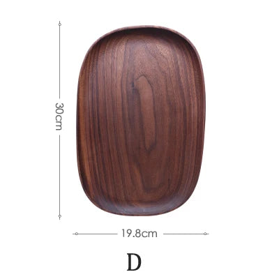 5Pcs Wooden Storage Tray - Acacia Wood Irregular Oval Tableware, Solid Food Container