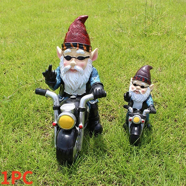 Garden Gnome Resin Statue Motorcycle Rider Dwarf Figurine Fall 2026 Outdoor Yard Decor Gift Idea