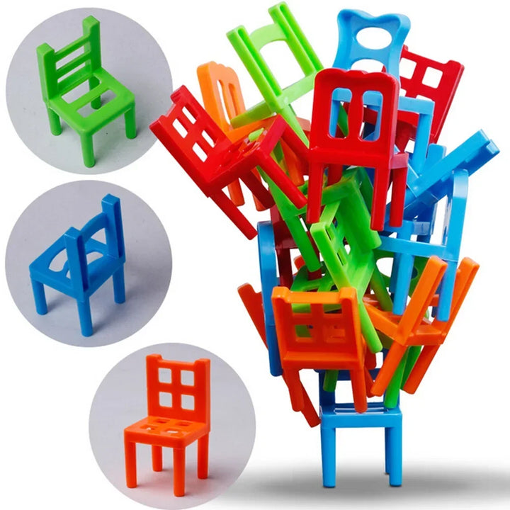 Educational Balance Chairs Game for Kids - colourful 18-Piece Toy Set, Eco-Friendly ABS Plastic, Fun Learning Activity