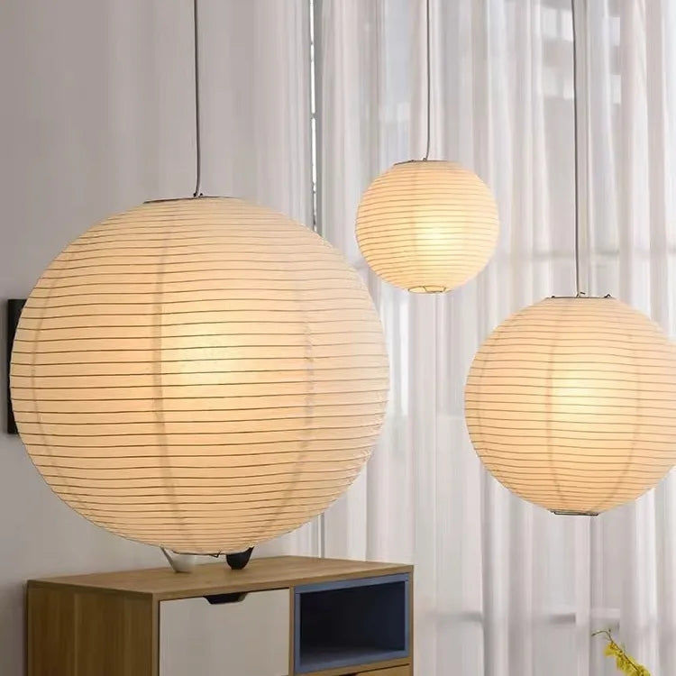 Japandi Wabi Sabi Round Pendant Light E27 LED Hanging Cozy Lamp