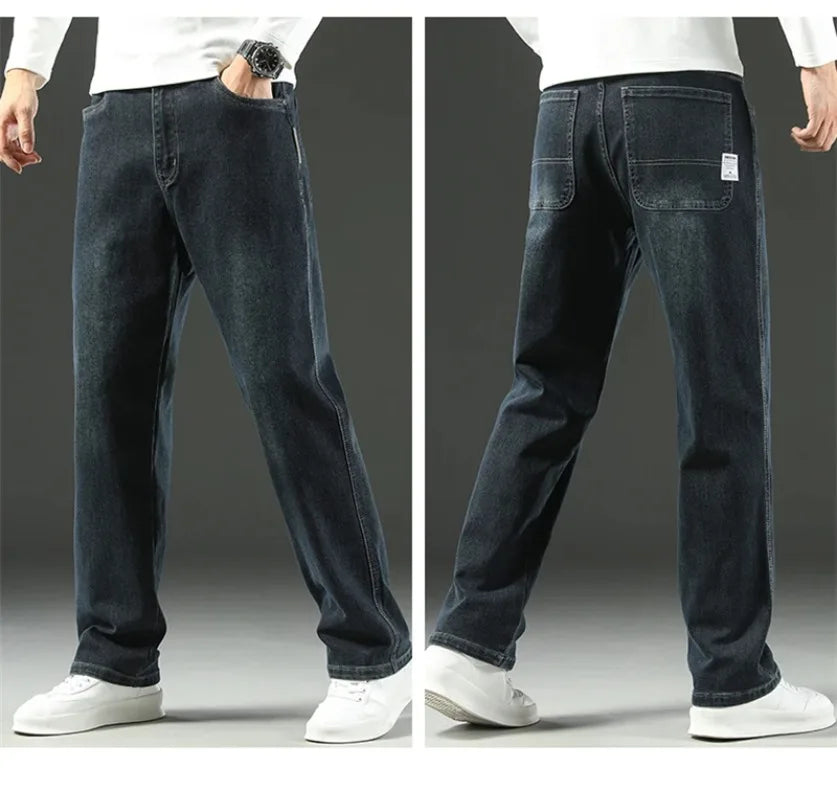 Stretchy Men’s Jeans - Wide Leg, Cotton, Business Casual
