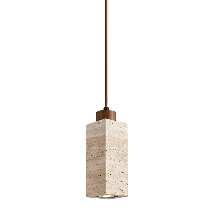 Japandi Japanese Pendant Light Wood And Travertine Bedside Lamp