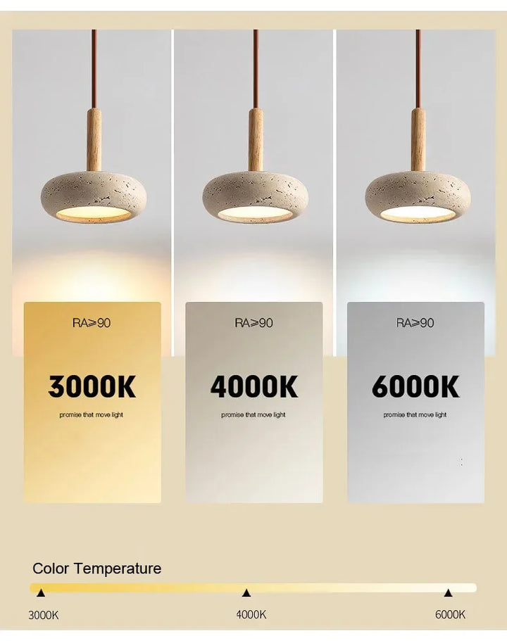 Japandi LED Pendant Lamp Yellow Stone Wabi Sabi Ambient Design