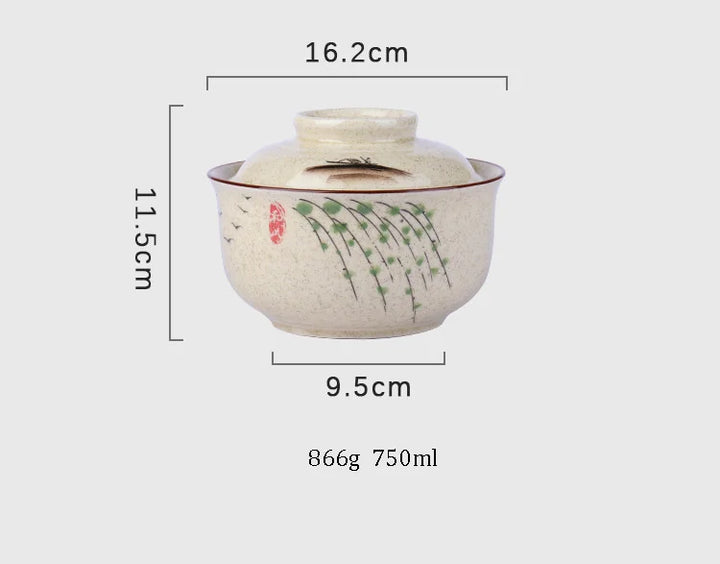 Ramen Bowl Large Ceramic With Lid Retro Fall 2025 Tableware