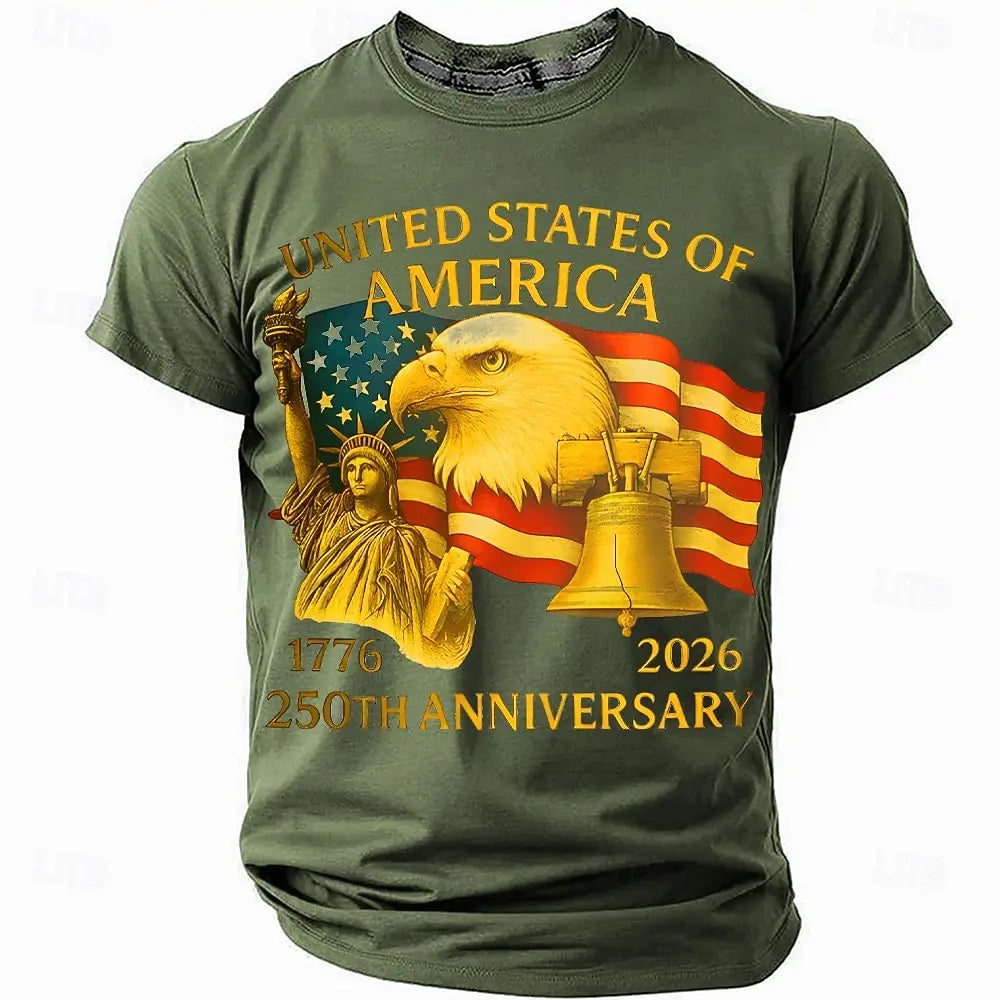Soft unisex graphic tee - distressed flag print, 250-year design, durable cotton, casual everyday wear