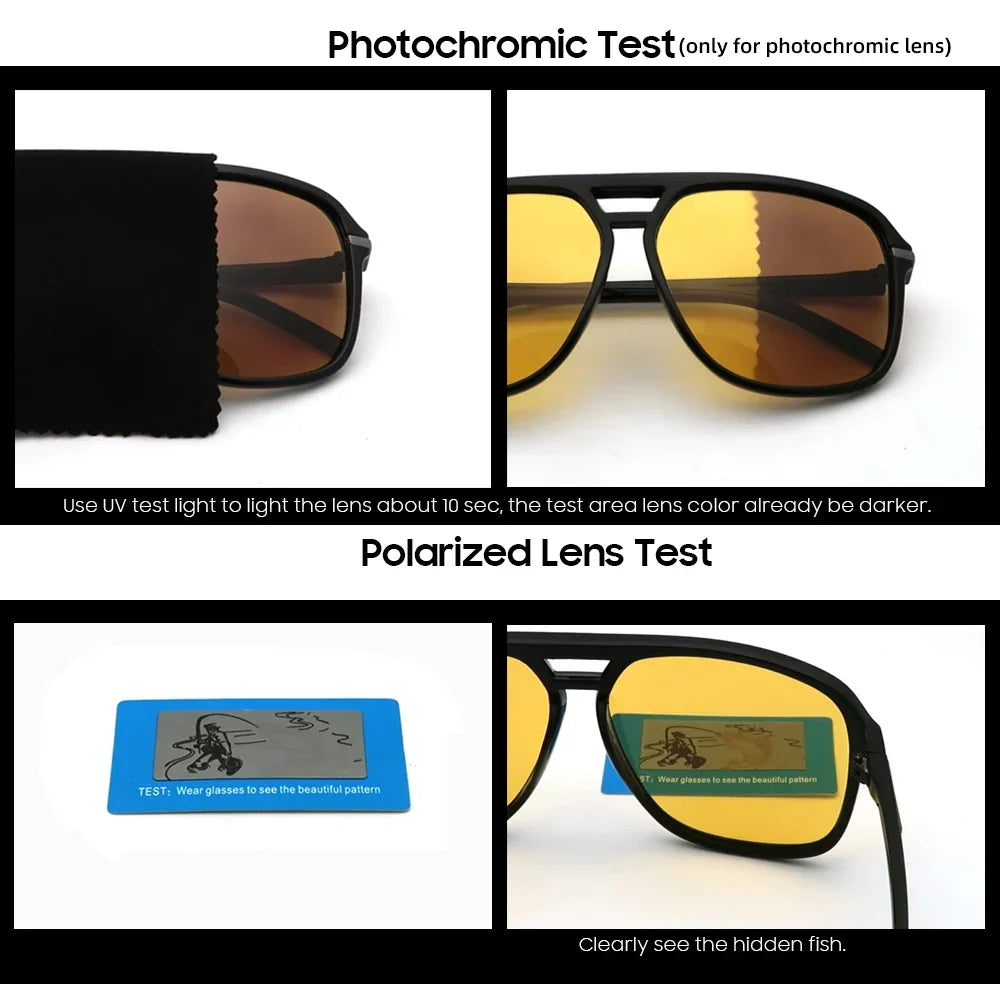 Polarized Night Vision Sunglasses Oversized Square Photochromic Lenses For Day To Night Driving Fall 2025 Trend