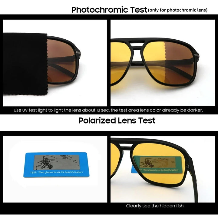 Polarized Night Vision Sunglasses Oversized Square Photochromic Lenses For Day To Night Driving Fall 2025 Trend