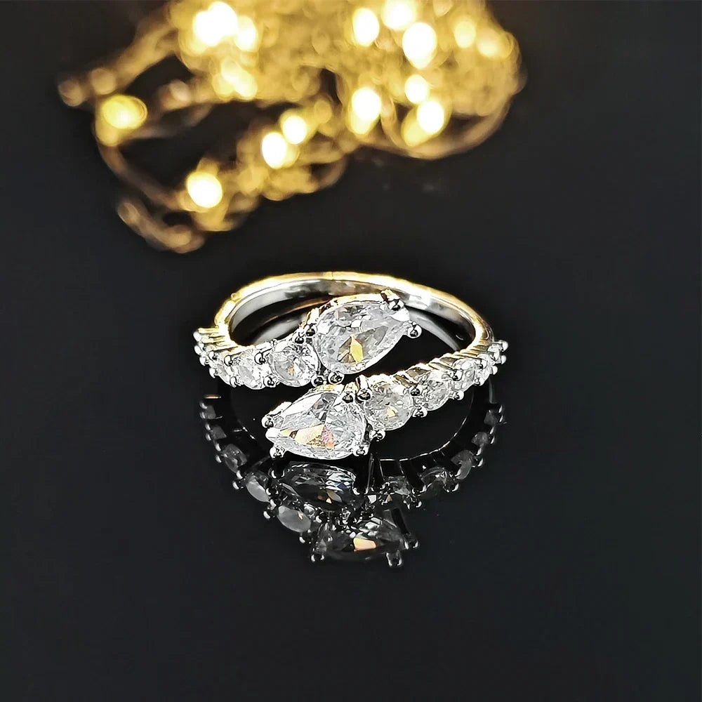 Adjustable Cubic Zirconia Cocktail Ring Valentine Gift 2026 Sparkling Prong Setting