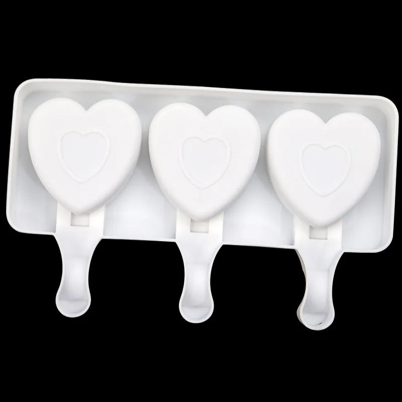 Heart-Shaped Silicone Ice Cream Mold, 3 Cavity Design for Chocolate, Pudding, and More, Food-Grade, Easy Release