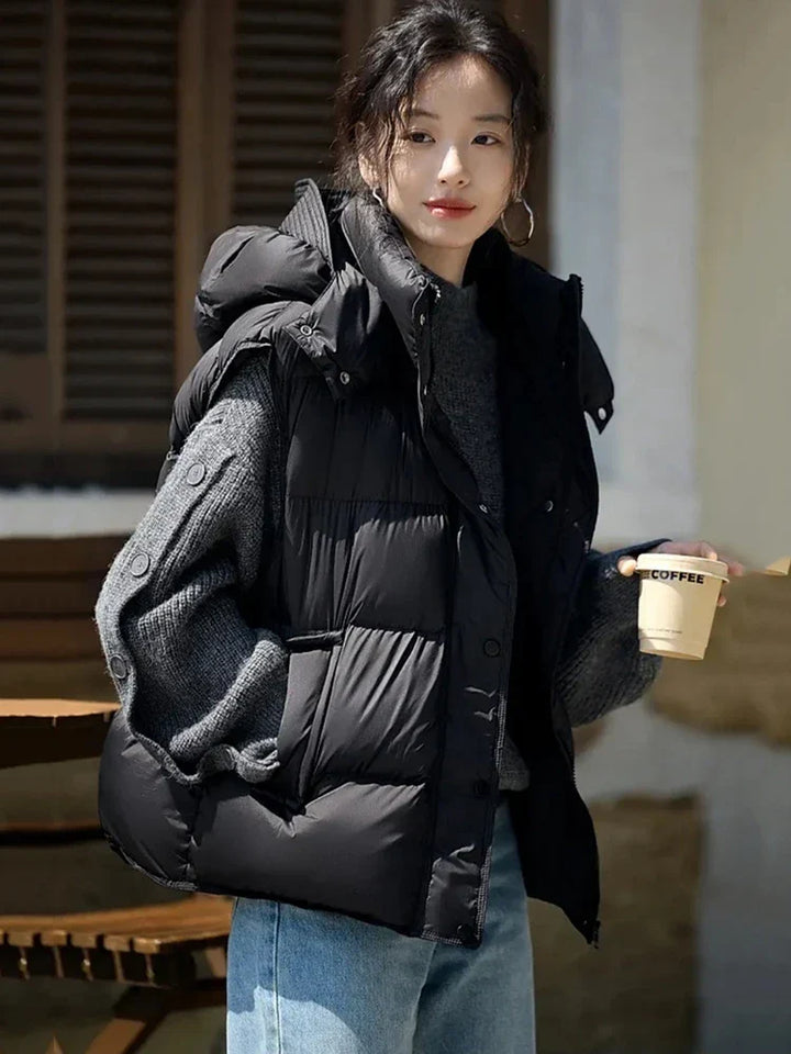 Insulating Women’s Hooded Puff Vest - Hip-Length, Down