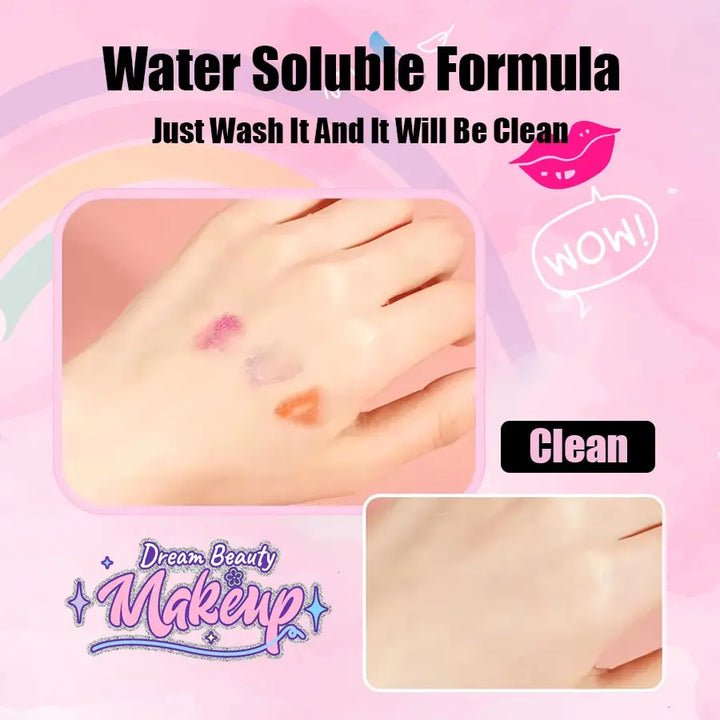 Kids Makeup Kit Washable Pretend Play Cosmetic Set With Mirror NonToxic Safe Gift Idea Back To School 2025