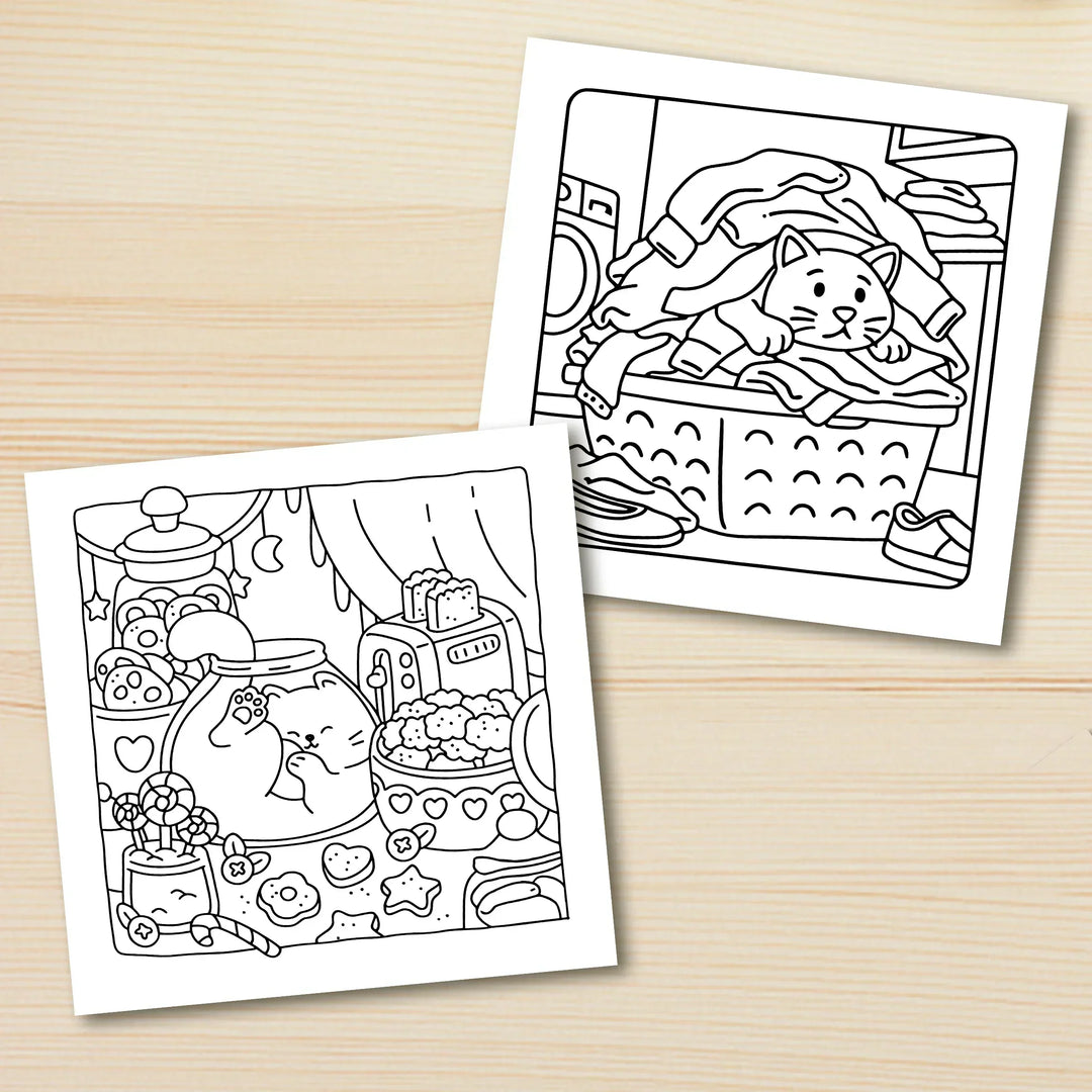 colouring Book Bold-Easy Patterns Cat Life Fall 2025 Gift Relaxation And Stress Relief