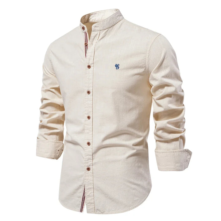 Cotton Long Sleeve Shirt for Men - Solid Color Casual Wear, High Quality
