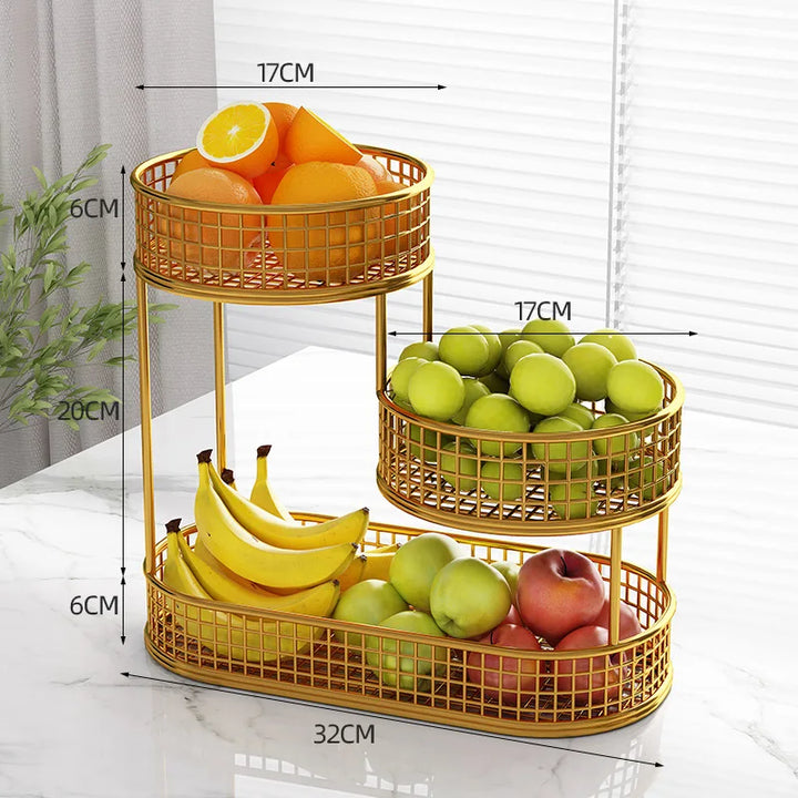 Fruit Basket Stand Three Tier Stainless Steel Mesh Organizer Fall 2026 Home Decor Space Saving