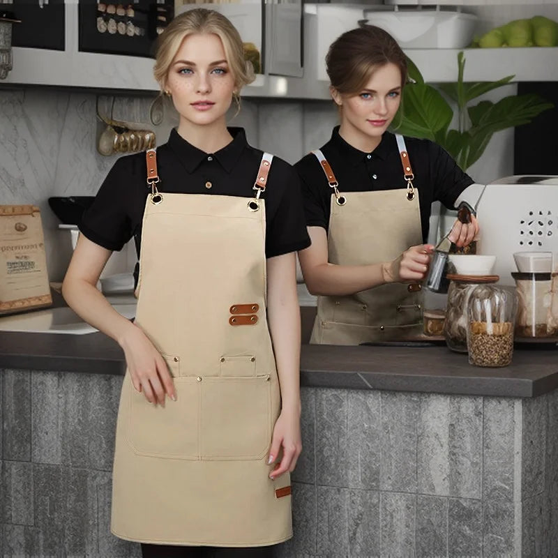 Kitchen Apron Professional Bib Apron Restaurant Work Apron Fall 2025 Waterproof Pockets Durable