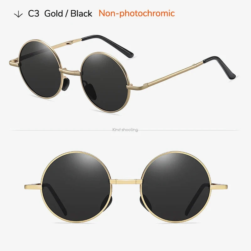 Photochromic Sunglasses Foldable Polarized Round Frame Summer 2026 Glare Reduction for Driving