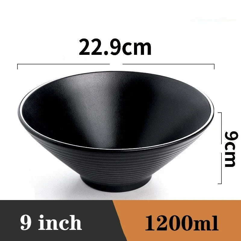 Ramen Bowl Black Plastic Japanese Style Noodle Bowl