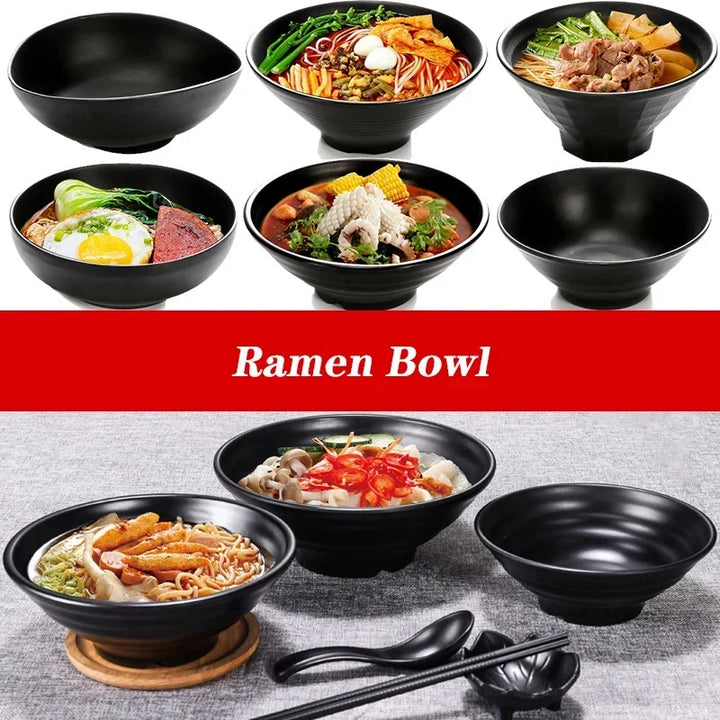 Ramen Bowl Black Plastic Japanese Style Noodle Bowl