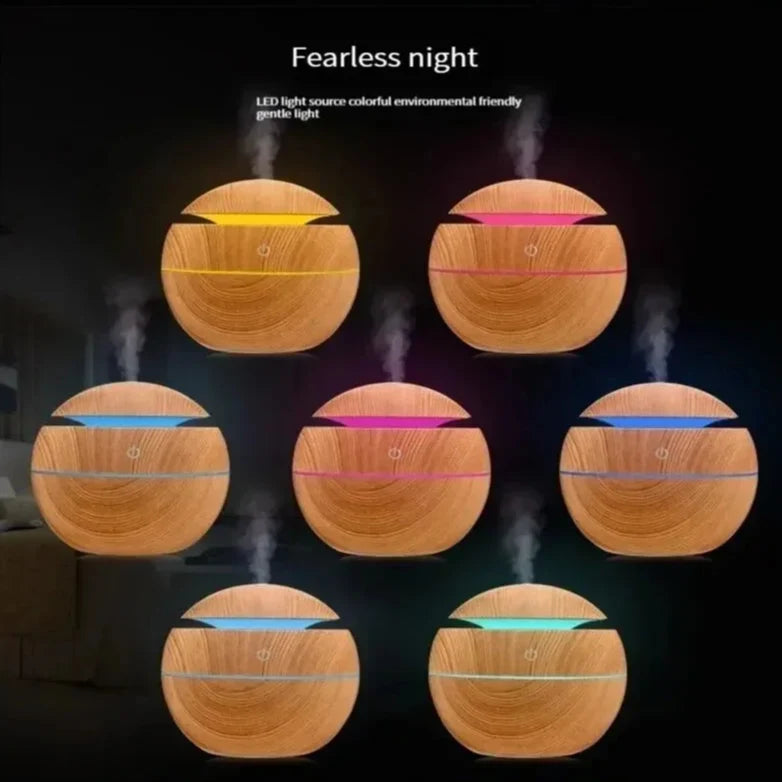 USB Ultrasonic Cool Mist Sprayer Aroma Diffuser Mini Wood Grain Humidifier for Home Use