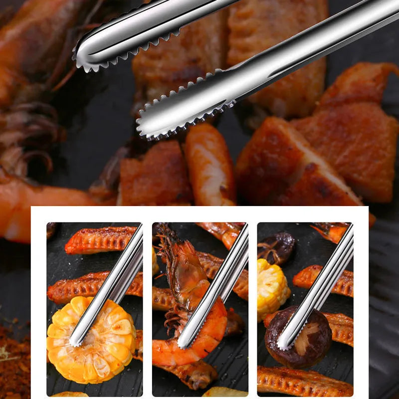 Stainless Steel BBQ Tongs Non-Slip Heat Resistant Grill Food Clip – Kitchen &amp; Outdoor 2026