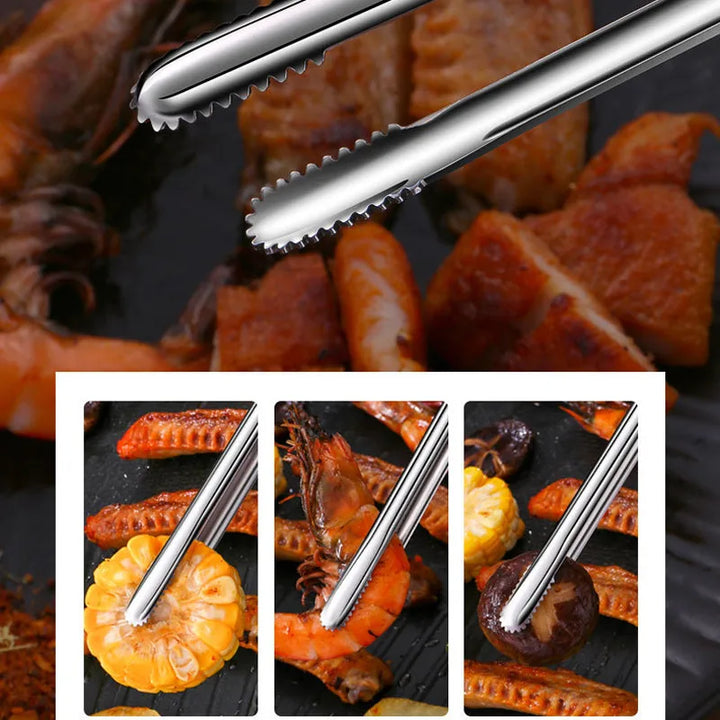 Stainless Steel BBQ Tongs Non-Slip Heat Resistant Grill Food Clip – Kitchen &amp; Outdoor 2026