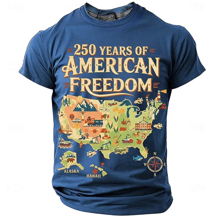 Soft unisex graphic tee - distressed flag print, 250-year design, durable cotton, casual everyday wear