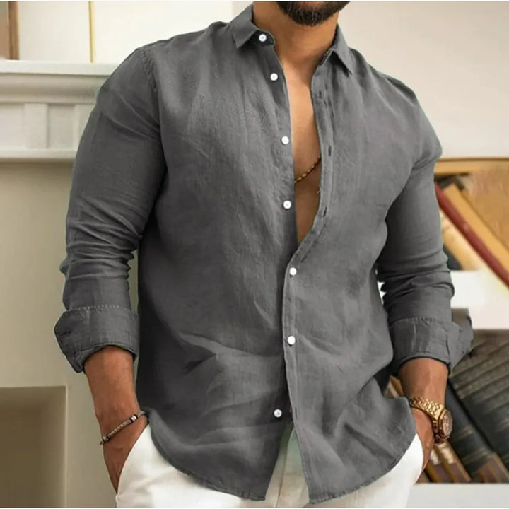 Lightweight Linen Beach Shirt for Men, Breathable Summer Casual Wear, Relaxed Fit