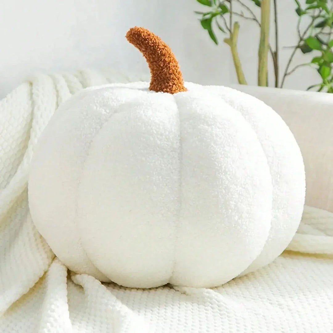 Plush Pumpkin Cushion – Cozy Sherpa &amp; Boucle Throw Pillow for Fall &amp; Halloween Home Decor, Ideal Gift for Kids and Babies