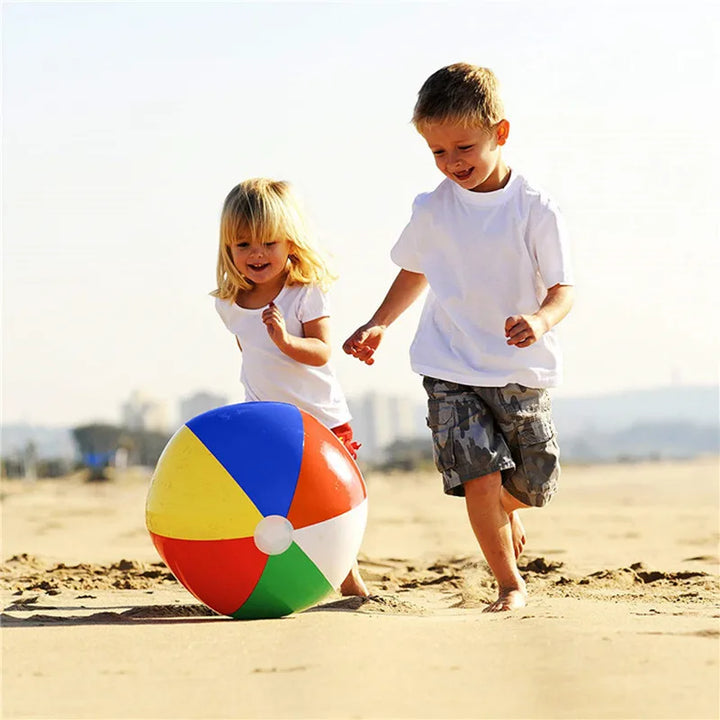 colourful Inflatable Beach Balls Set of 3, 23cm Diameter, Durable PVC for Pool and Beach Fun, Ideal for Kids Aged 3 and Up