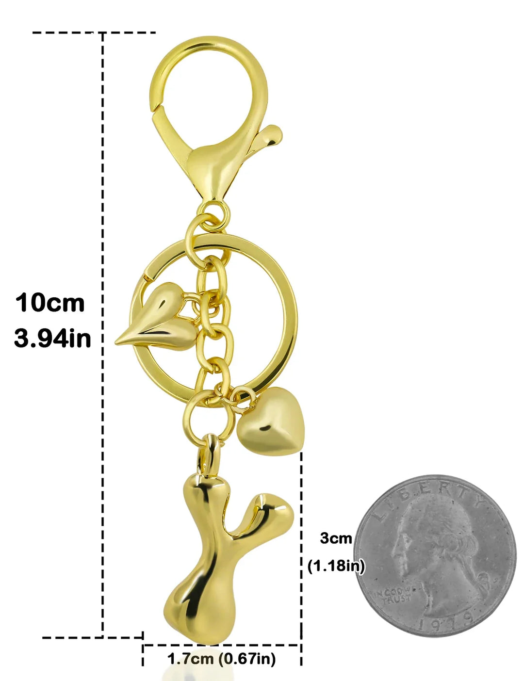 Personalized Keychain Gold Bubble Letter Bag Charm Gift