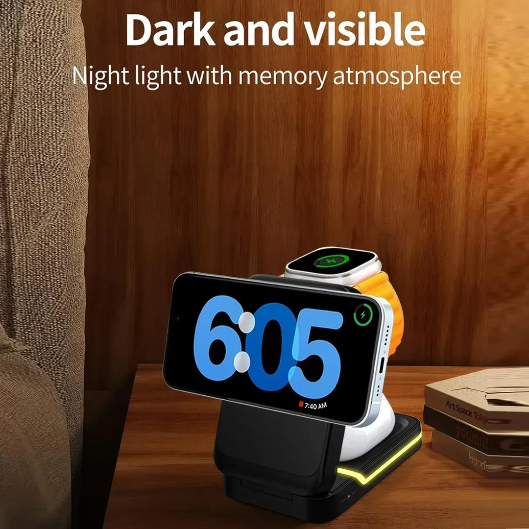 Foldable magnetic wireless charger – iPhone 12-16, Apple Watch, AirPods, USB-C, 15W 2026