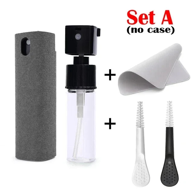 Microfiber Screen Cleaner Spray Set with Cloth &amp; Brush for Smartphones, Tablets, Laptops