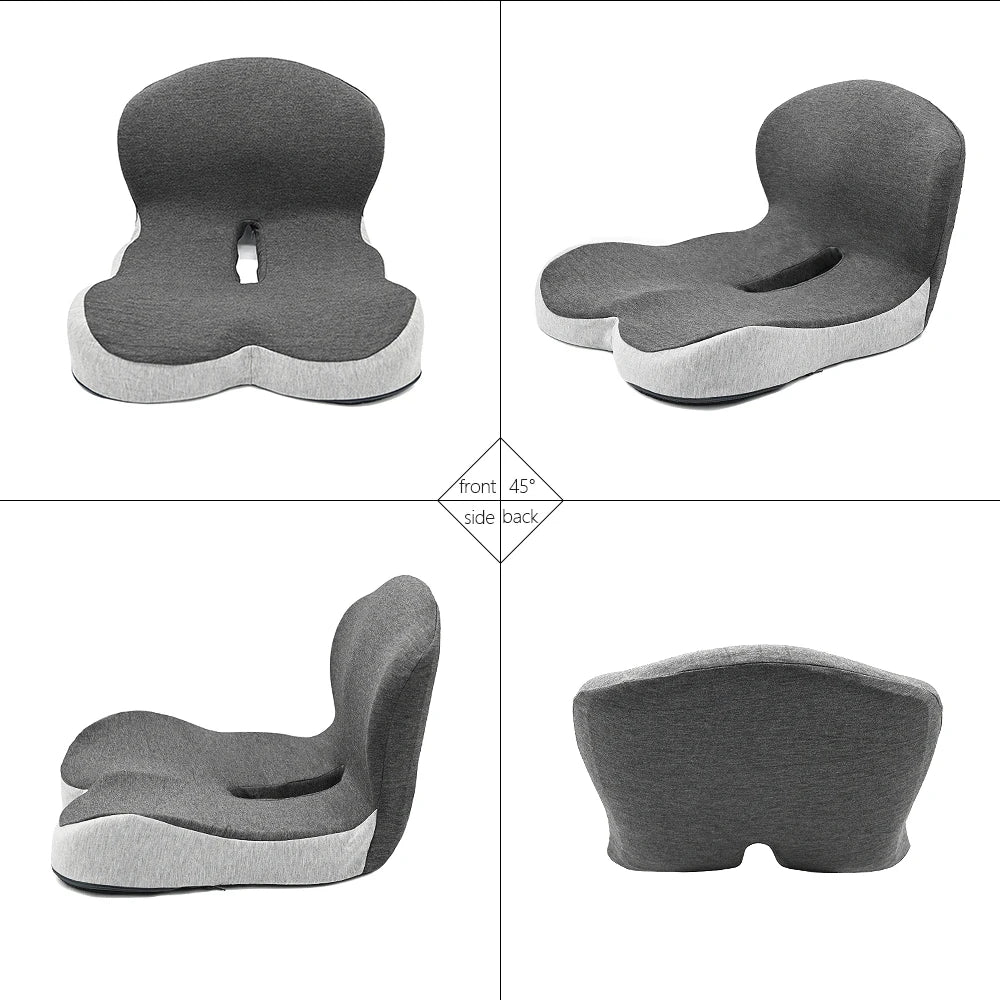 Ergonomic Memory Foam Seat Cushion with Back Support – Lumbar Relief for Office Chair Car Wheelchair 2026