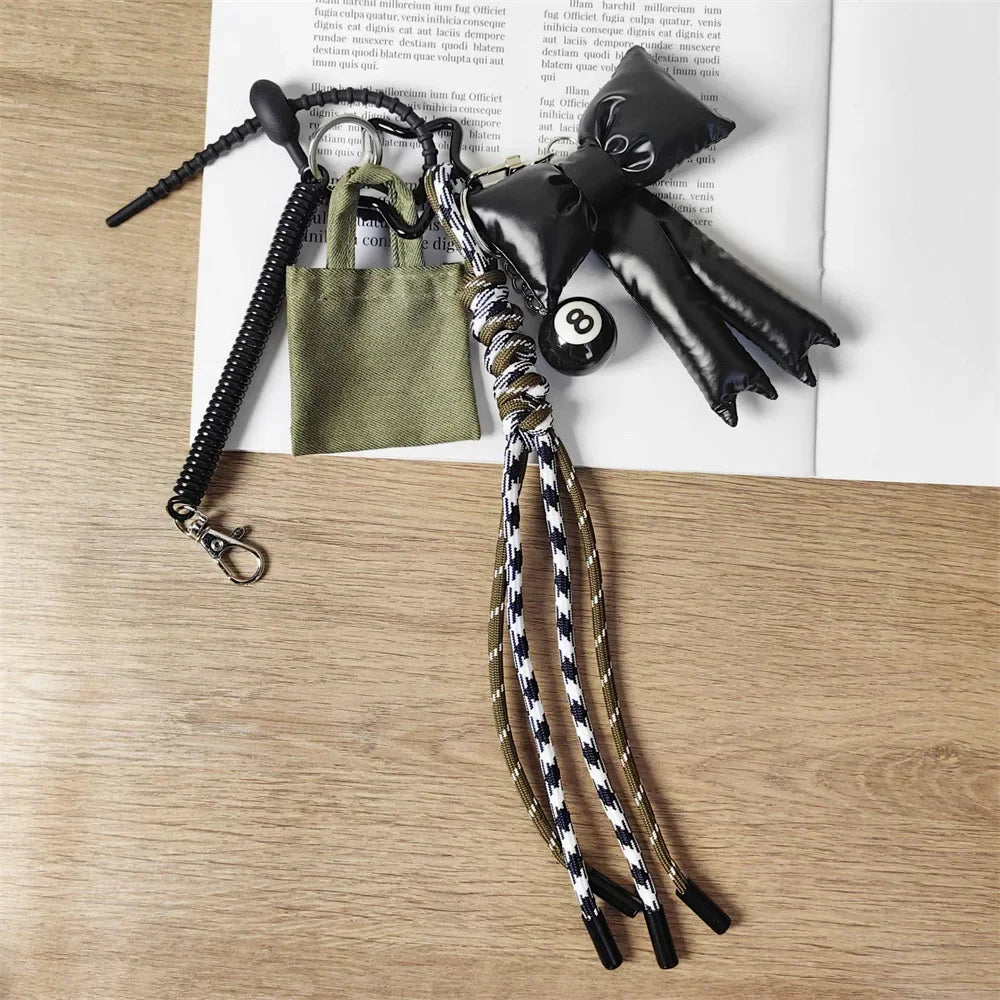 Braid Rope Bag Charm Leather Dachshund Keychain Aesthetic