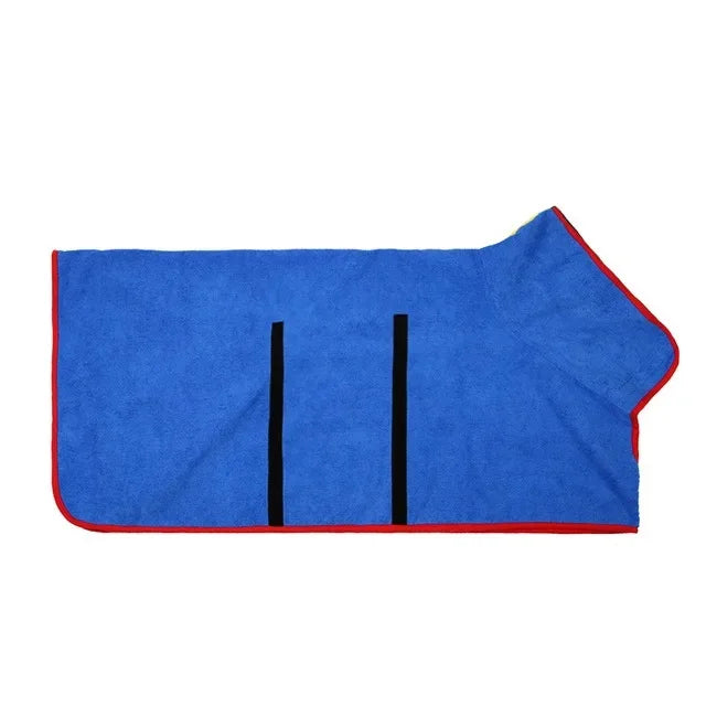 Microfiber Dog Bathrobe Towel - Adjustable Absorbent Coat for Cats &amp; Dogs, Pet Grooming Care