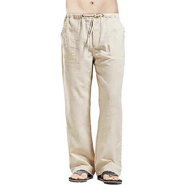 Solid Color Multi-Pocket Linen Men Pants - Casual Breathable Summer Trouser, Large Size