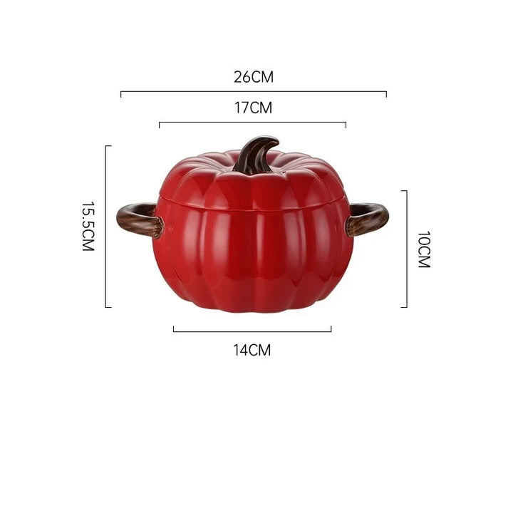 Pumpkin Soup Pot 1.4L Ceramic Bowl With Lid Halloween