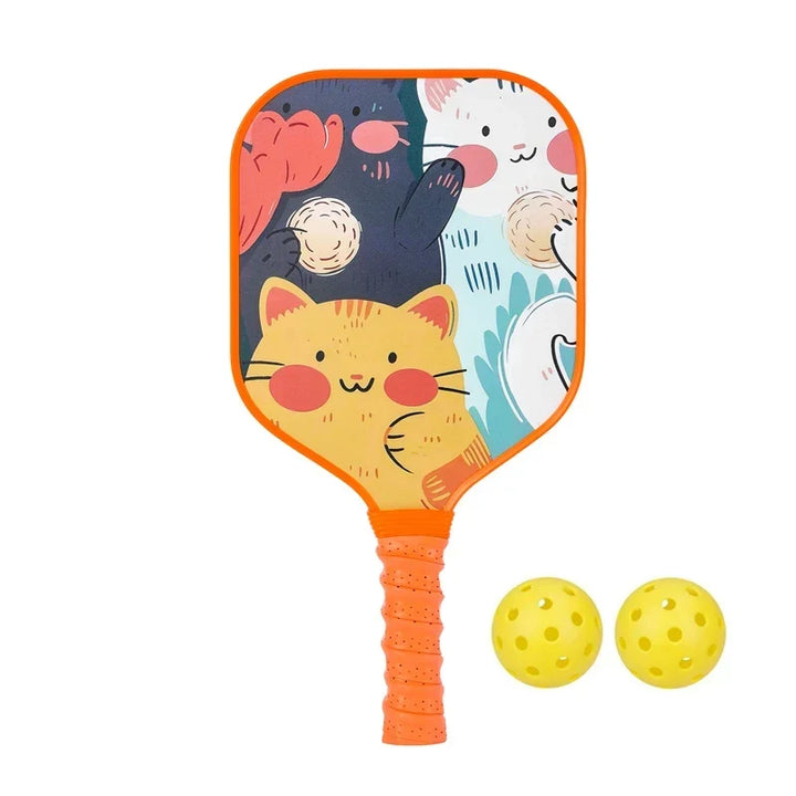 Lightweight Kids Pickleball Paddles Set with Small Grip, Honeycomb Core, Fiberglass, Ages 6-12, Includes 2 Paddles and 2 Balls