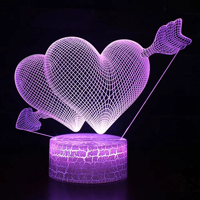3D Illusion Heart Lamp - USB LED Night Light, An Ideal Valentine&