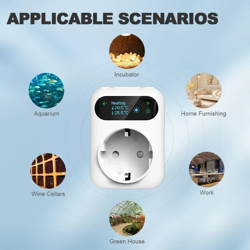 Smart Thermostat Socket With 3M NTC Sensor WiFi Outlet Plug Fall 2025 Smart Home Trend Remote Temperature Control