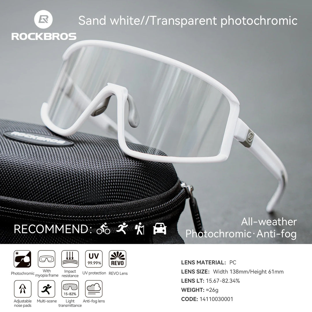 Cycling Sunglasses Polarized UV400 Anti-Fog Photochromic Outdoor Eyewear All-Season Non-Slip Unisex