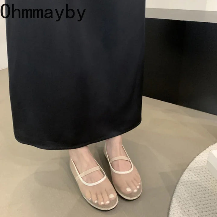 Lightweight Women’s Mary Jane Flats - Shallow Mesh, Casual