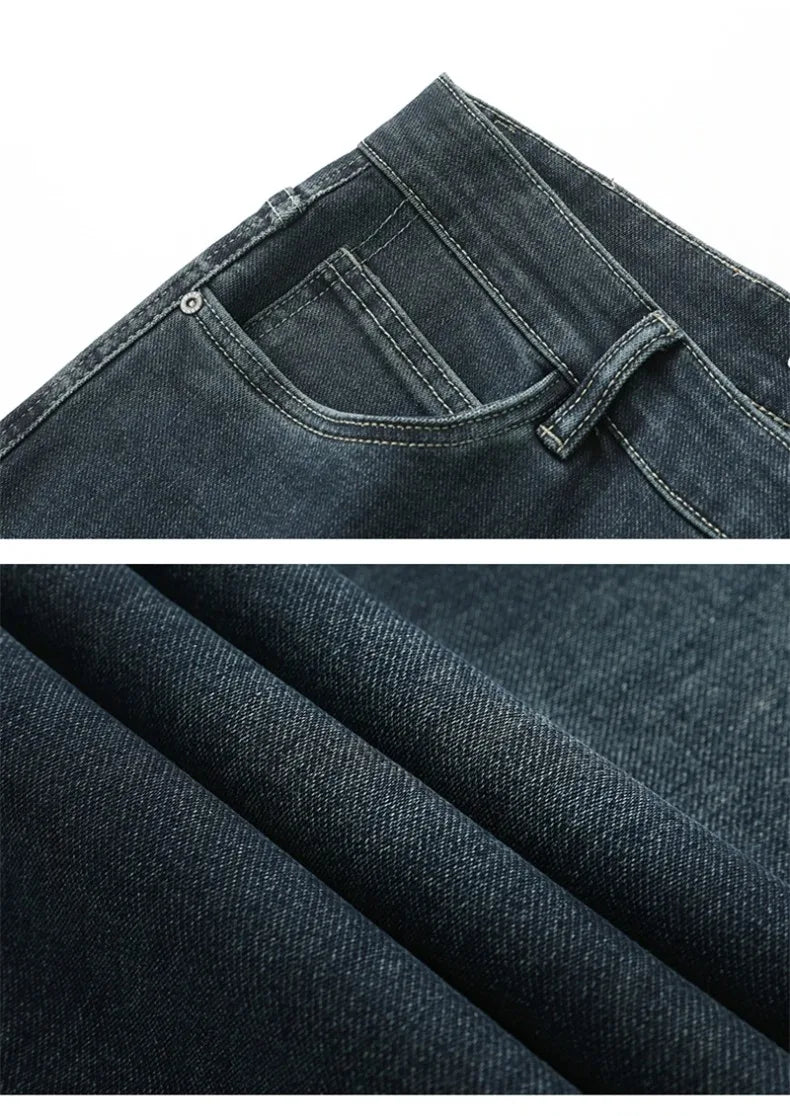 Stretchy Men’s Jeans - Wide Leg, Cotton, Business Casual