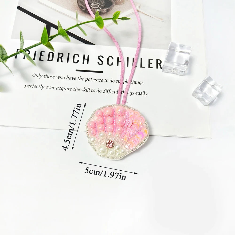 Coconut Tree Sequin Patch Keyring Bag Pendant Handmade