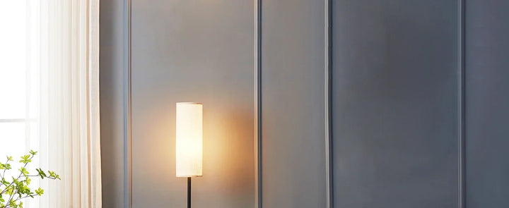 Japandi  Modern Floor Lamp With Fabric Shade Stepless Dimming