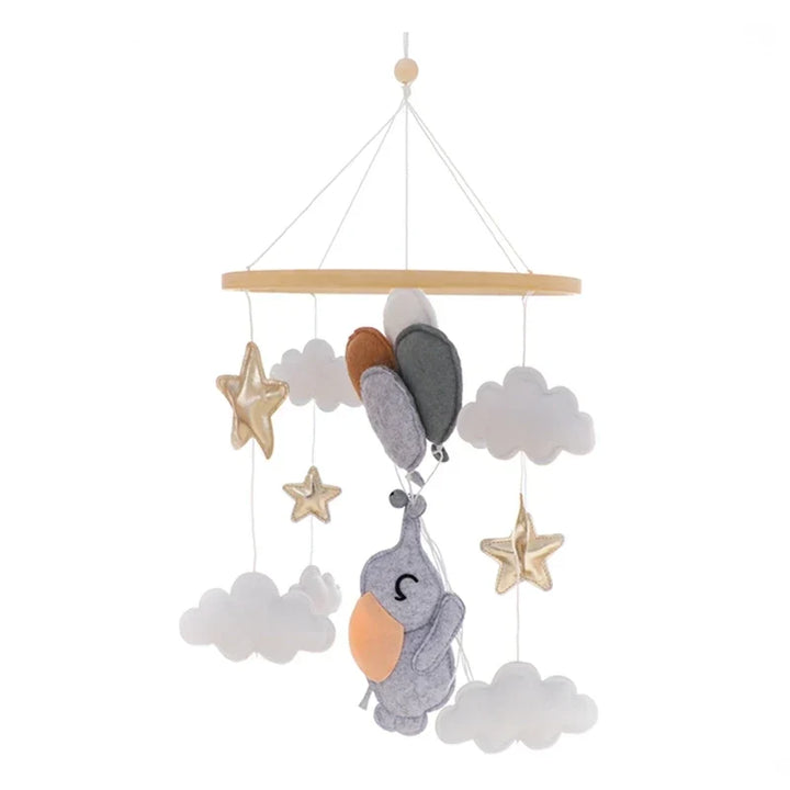 Wooden Crib Mobile Felt Bear Musical Newborn Sensory Toys