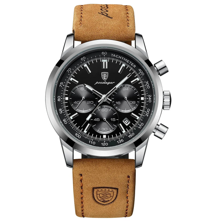 Quartz Watch Leather Chronograph Military Style 2025