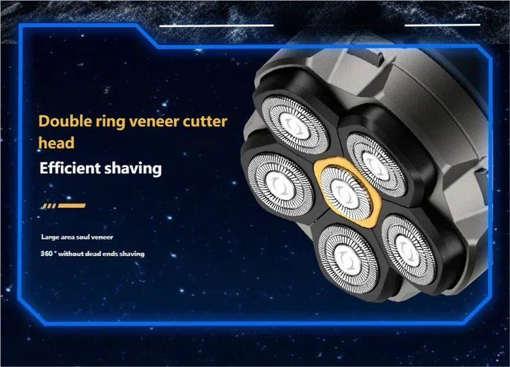 6D Electric Head Shaver for Men - Waterproof Magnetic Rotary Razor with LED Bald Head Hair Trimmer