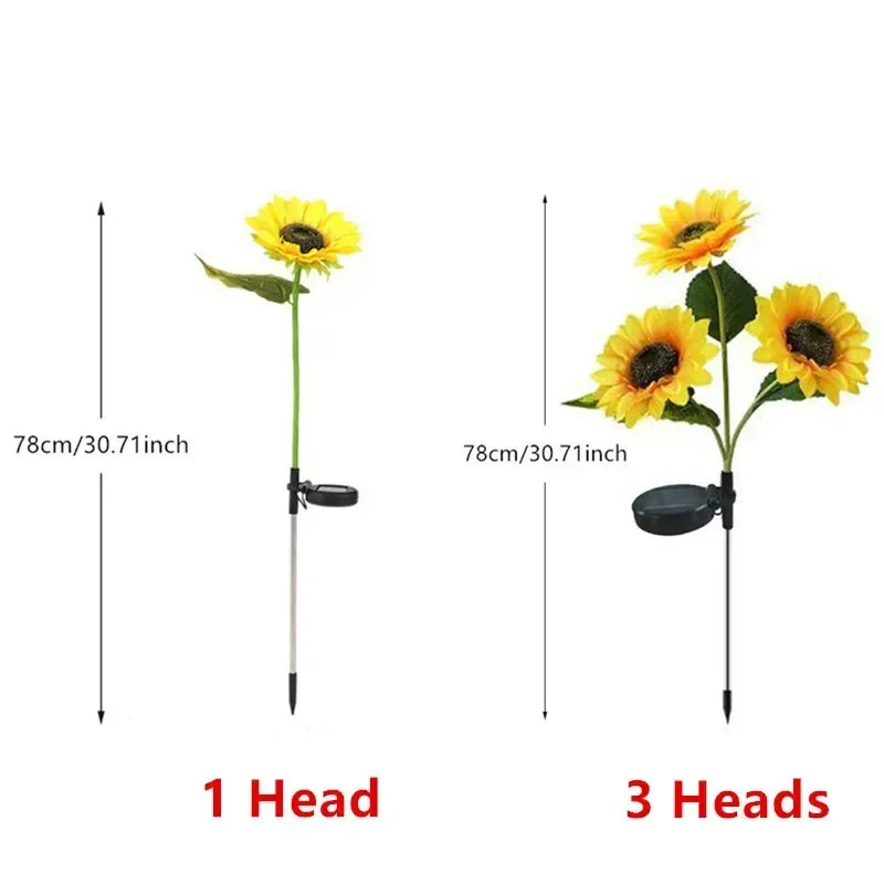 Solar Sunflower Lights 3 Head Garden Stake Outdoor LED Landscape Lights Waterproof Patio Yard Decor Summer 2026